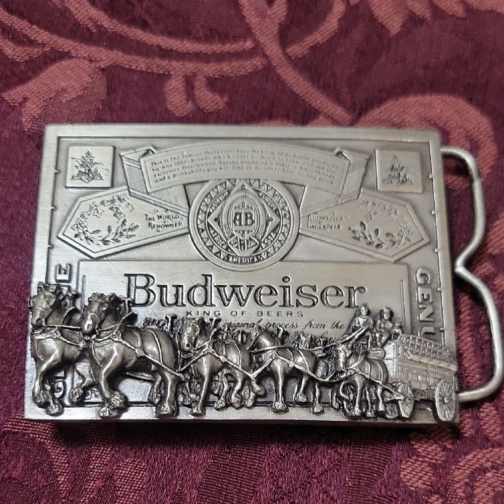 Budweiser Pewter Embossed Belt Buckle